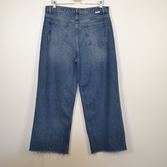 Boyish The Charley Anthropologie High Rise Button Fly Womens 32 Raw Hem Wide Leg - Picture 4 of 10